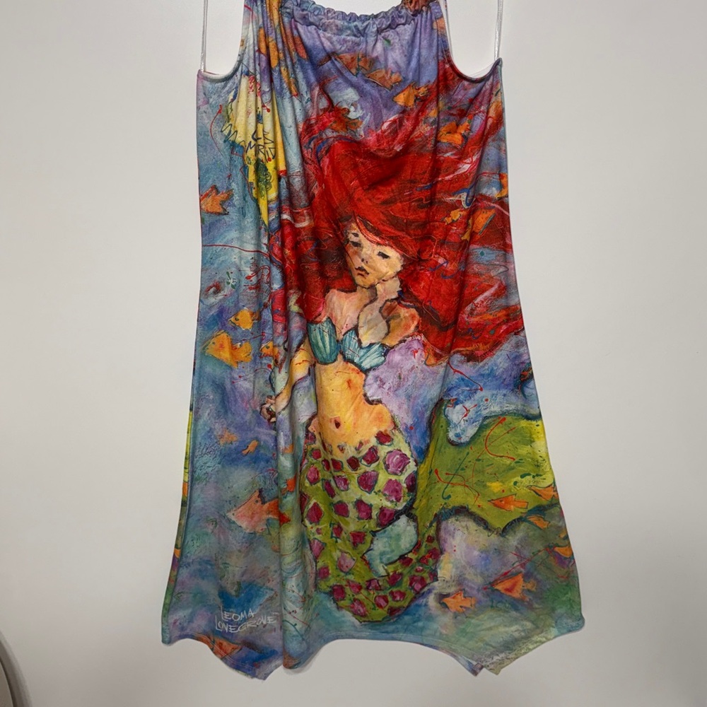 Leoma Lovegrove Mermaid Print Art to Wear Swim Cover- Up Dress- Never Worn - Picture 7 of 17